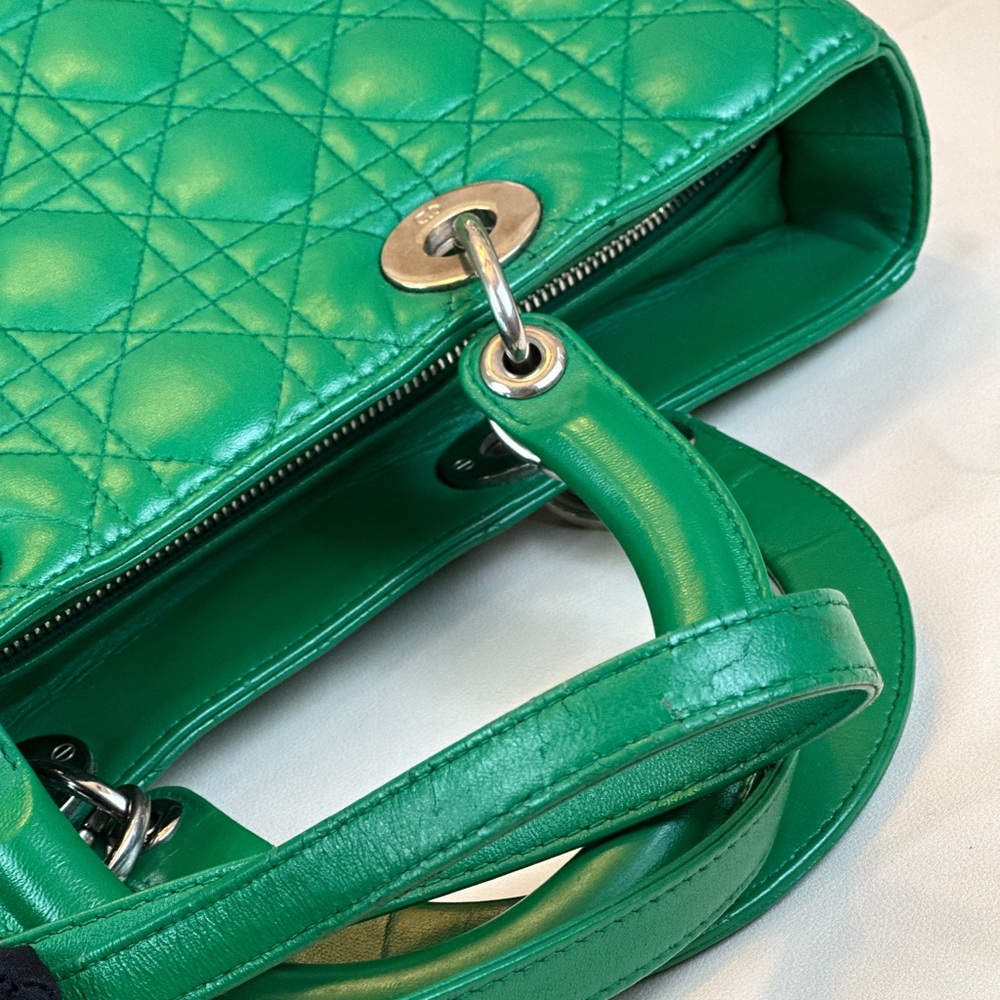 Dior Green Quilted Leather Lady Dior Top-Handle Shoulder Bag - Picture 10 of 16